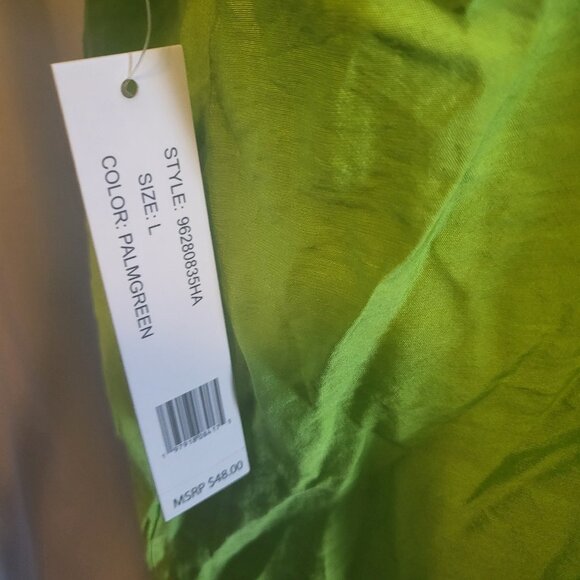 Counterparts Peasant Blouse Green Size Large Button Down Short Sleeve NWT - Picture 6 of 7